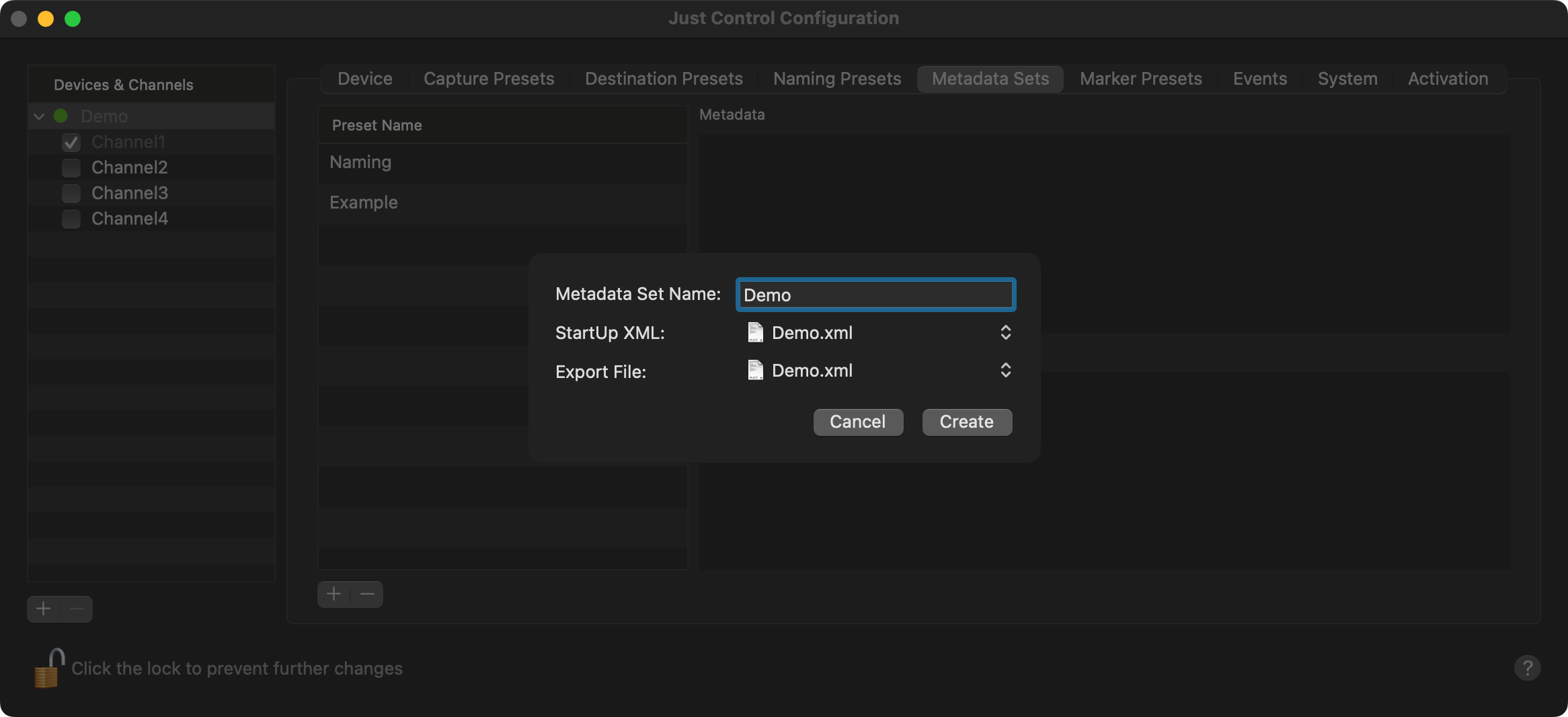 Add a new Metadata Set v.2026.x screenshot 2
