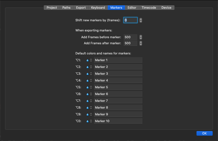 Markers Tab v.2026.x screenshot