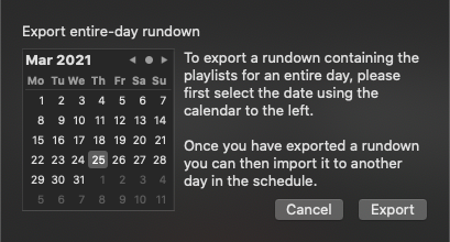 Import/Export of a Full Day Rundown (2026.x) screenshot 1